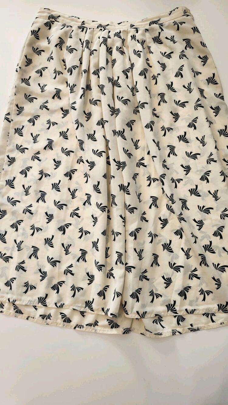 Vintage Harve Benard Pour La Femme Skirt 18W Cream Black Palm Tree Print #484